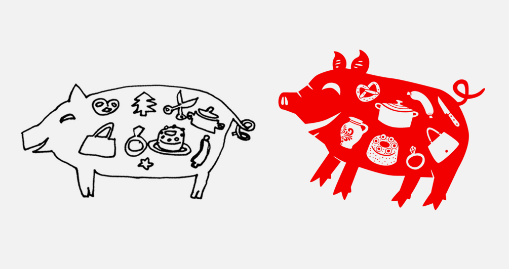 Scherenschnitt als Neujahrsgruß für chinesische Touristen